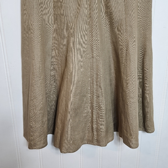 Talbots Linen Skirt Womens Size 14 Tan Full A-Lline - Picture 4 of 11